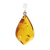 Cognac Amber Flame Pendant Sterling Silver