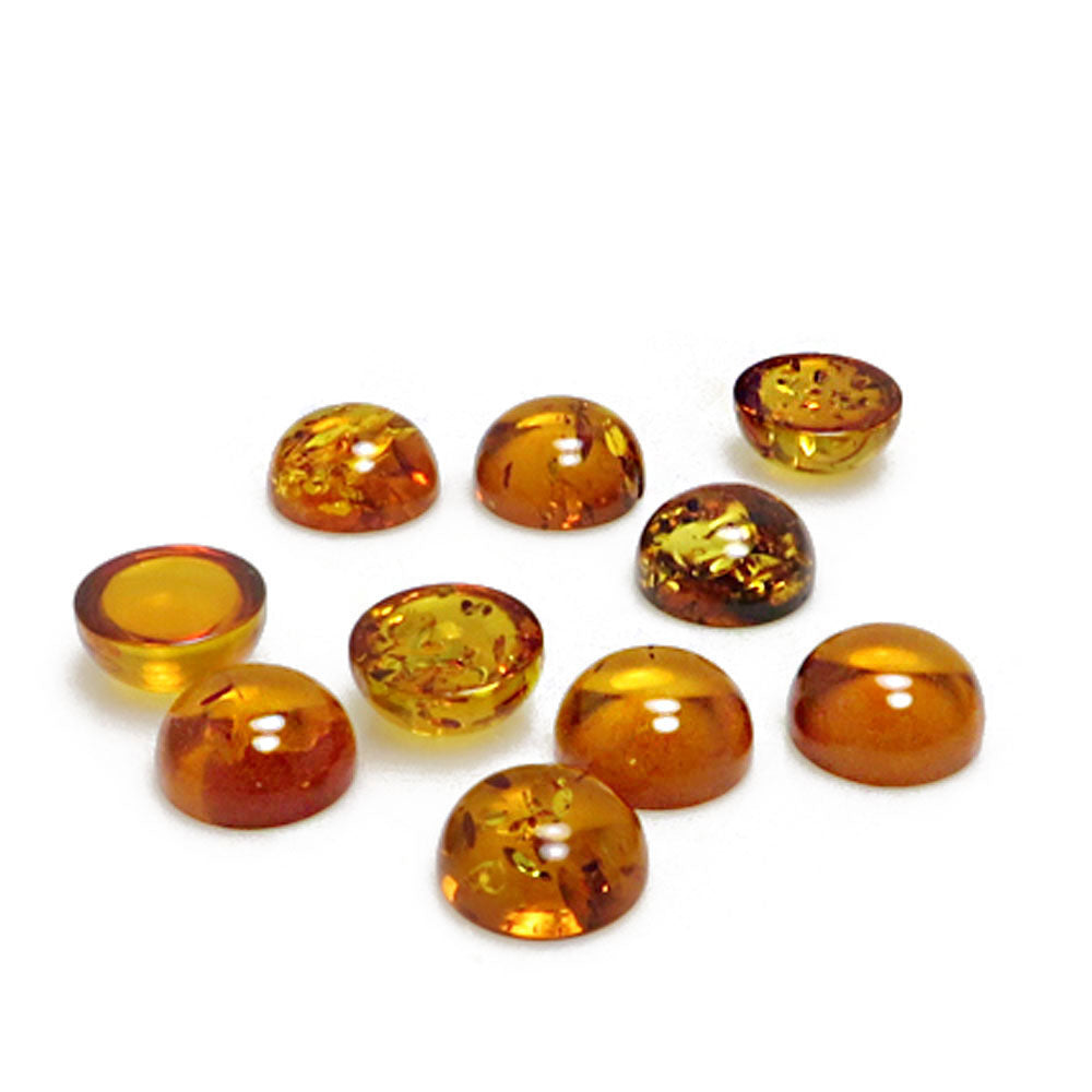 Cognac Amber Calibrated Round Cabochons - Amber Alex Jewelry