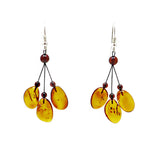 Night Magic Cognac Amber Dangle Earrings Sterling Silver - Amber Alex Jewelry