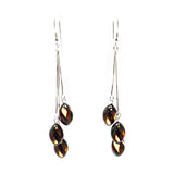 Faceted Amber Twisted Olives Dangle Earrings Sterling Silver