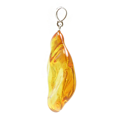 Insect Amber Wave Pendant Sterling Silver - Amber Alex Jewelry