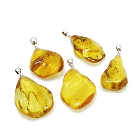 Insect Amber Wave Pendant Sterling Silver - Amber Alex Jewelry