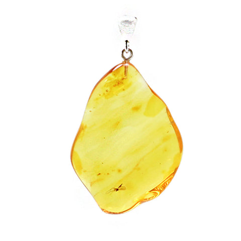 Insect Amber Wave Pendant Sterling Silver - Amber Alex Jewelry