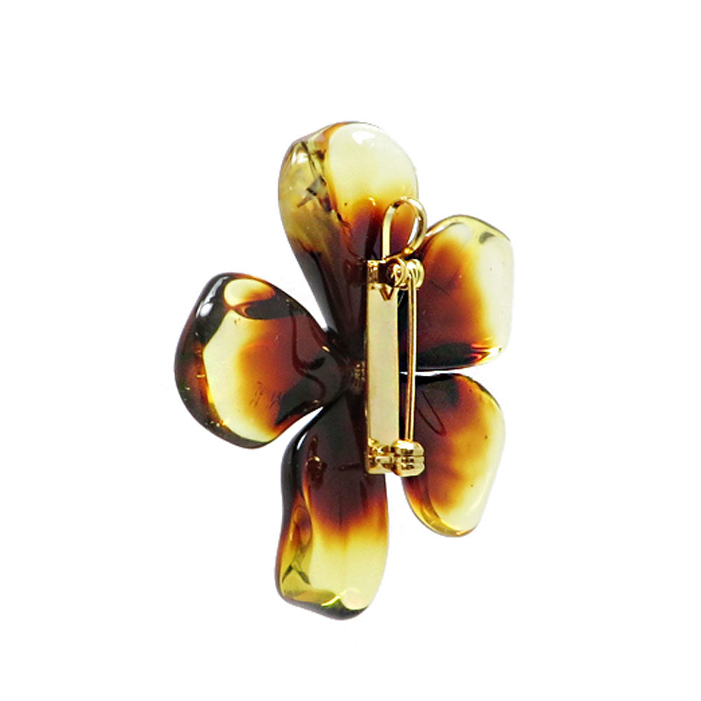 Gradient Amber Flower Brooch - Pendant - Amber Alex Jewelry