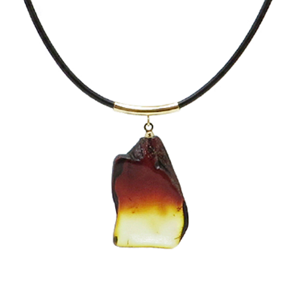 Gradient Amber Slab & Leather Necklace - Amber Alex Jewelry