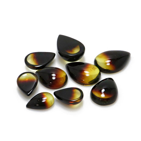 Gradient Amber Flat Bottom Drop Cabochons - Amber Alex Jewelry