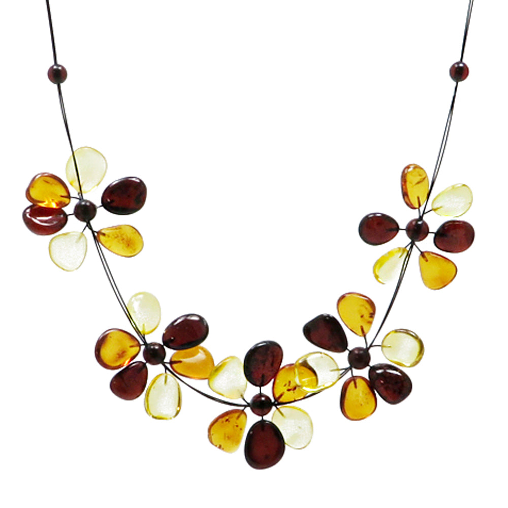 Multi-Color Amber Flower Necklace - Amber Alex Jewelry