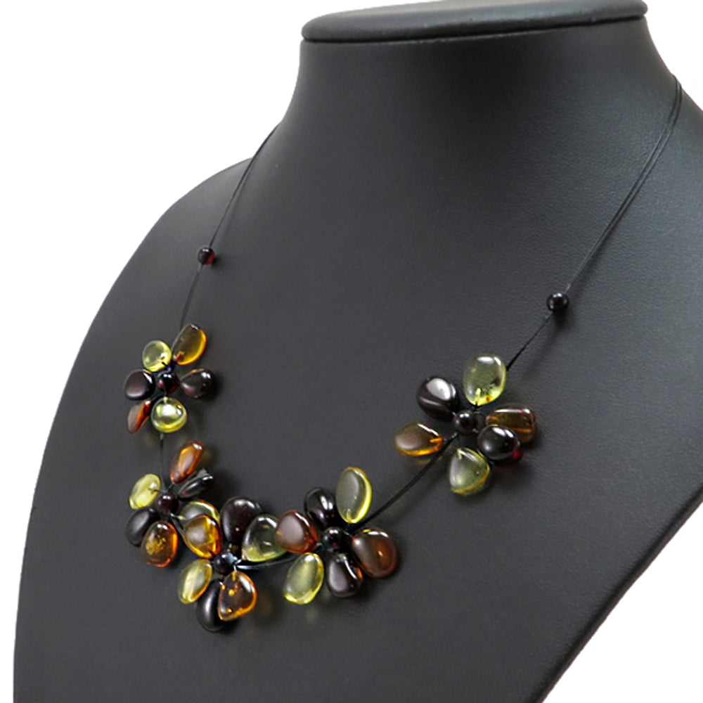 Multi-Color Amber Flower Necklace - Amber Alex Jewelry