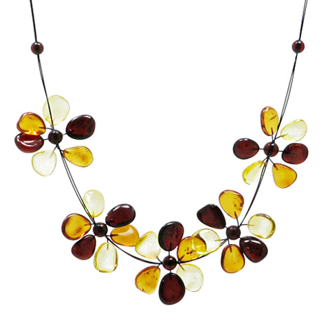Multi-Color Amber Flower Necklace - Amber Alex Jewelry