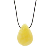 Milky Amber Drop Pendant & Leather Necklace - Amber Alex Jewelry