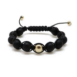 Black Amber Round Beads Adjustable Bracelet 14K Gold Plated - Amber Alex Jewelry