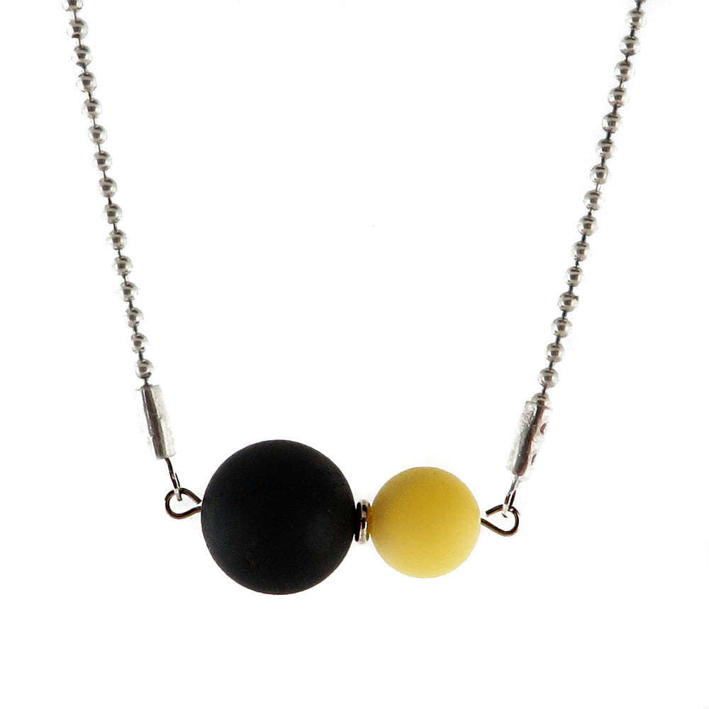 Black & White Round Beads Chain Necklace - Amber Alex Jewelry