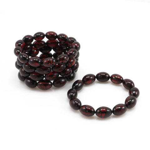 Cherry Amber Olive Beads Stretch Bracelet