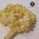 Yellow Amber Round Shape 8.5 mm Islamic Prayer Beads