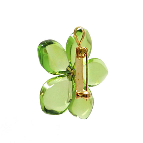 Green Amber Flower Brooch - Pendant - Amber Alex Jewelry