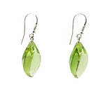 Green Amber Flame Dangle Earrings Sterling Silver - Amber Alex Jewelry