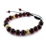 Cherry Amber Round Beads adjustable Bracelet 14K Gold Plated - Amber Alex Jewelry