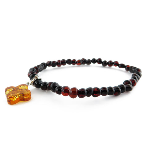 Cherry Amber Baroque Beads Bracelet with Charm Pendant - Amber Alex Jewelry