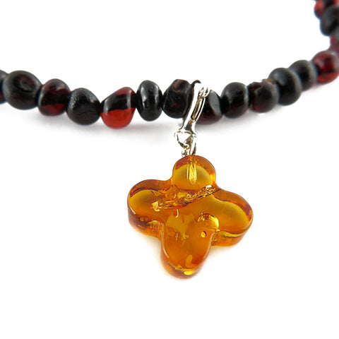 Cherry Amber Baroque Beads Bracelet with Charm Pendant - Amber Alex Jewelry