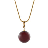 Cherry Amber Round Pendant & Chain Necklace 14K Gold Plated