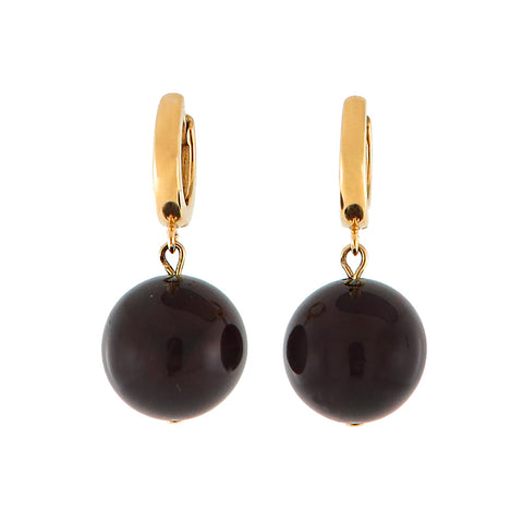 Cherry Amber Round Dangle Earrings 14K Gold Plated - Amber Alex Jewelry