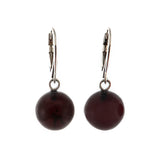 Cherry Amber Round Dangle Earrings Sterling Silver - Amber Alex Jewelry