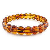 Cognac Amber Beads Stretch Bracelet - Amber Alex Jewelry