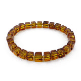 Cognac color Amber Cube Beads Stretch Bracelet - Amber Alex Jewelry