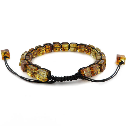 Amber Cube Beads Adjustable Bracelet - Amber Alex Jewelry