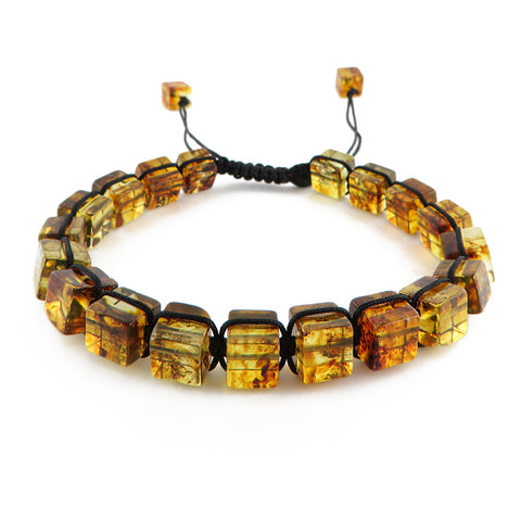 Amber Cube Beads Adjustable Bracelet - Amber Alex Jewelry