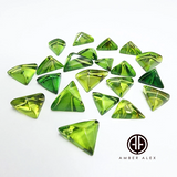 Green Amber Triangle Cabochons