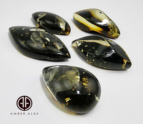 Green "Earth Stone" Marquise Shape Cabochons