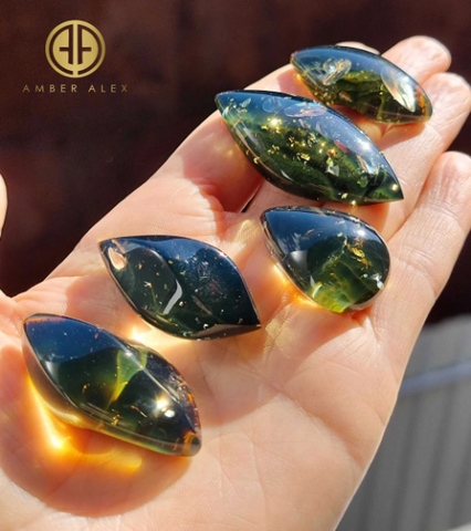 Green "Earth Stone" Marquise Shape Cabochons