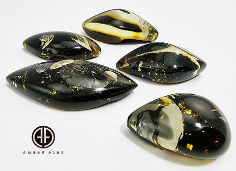 Green "Earth Stone" Marquise Shape Cabochons