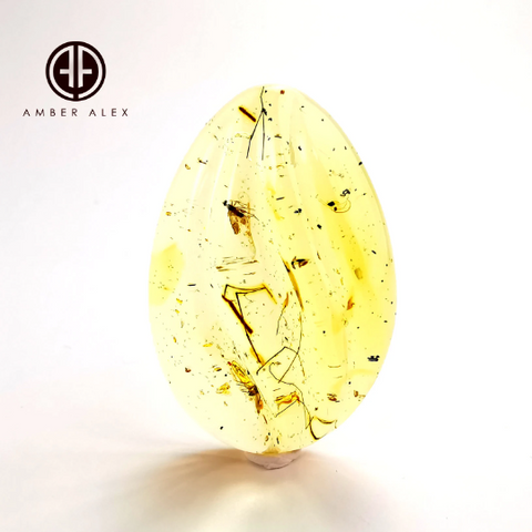 Free Shape Lemon Color Cabochon With Insects