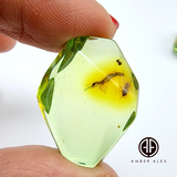 Crystal Cut Green color Stone With Insects