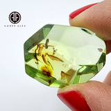 Crystal Cut Green color Stone With Insects