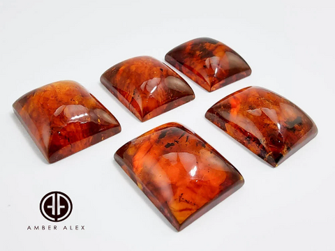 Cognac Amber Calibrated Rectangle Cabochon