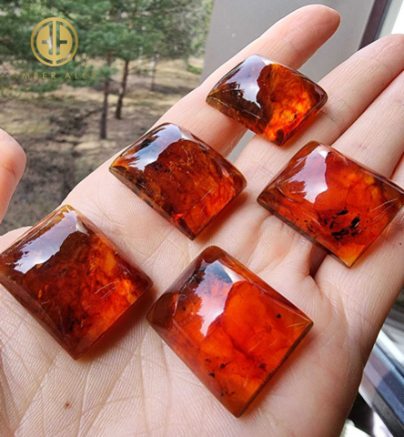 Cognac Amber Calibrated Rectangle Cabochon