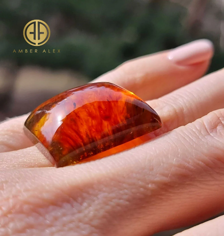 Cognac Amber Calibrated Rectangle Cabochon