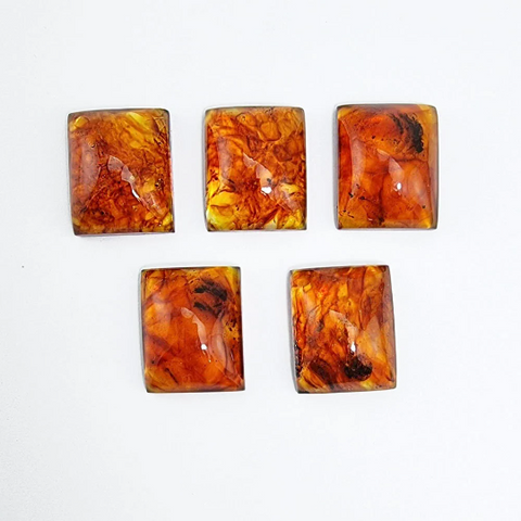 Cognac Amber Calibrated Rectangle Cabochon