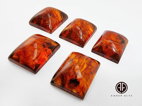 Cognac Amber Calibrated Rectangle Cabochon