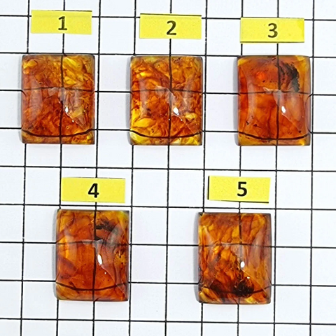 Cognac Amber Calibrated Rectangle Cabochon