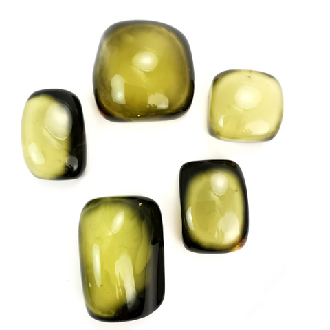 Green Cloudy "Earth Stone" Amber Free Shape Cabochon