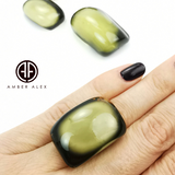 Green Cloudy "Earth Stone" Amber Free Shape Cabochon