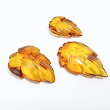 Cognac Amber Carved Puffed Leaf Stone