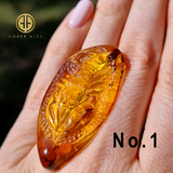Cognac Amber Carved Lobster  Cabochons