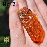 Cognac Amber Carved Lobster  Cabochons
