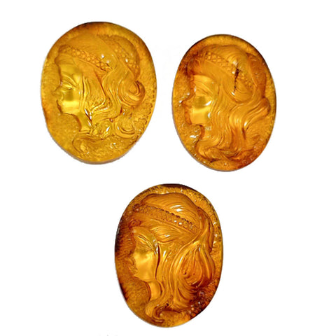 Cognac Amber Carved Virgo Cabochons