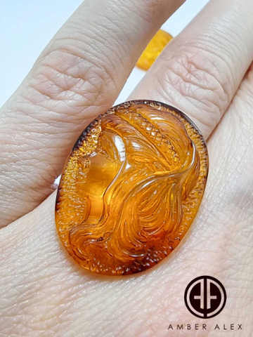 Cognac Amber Carved Virgo Cabochons